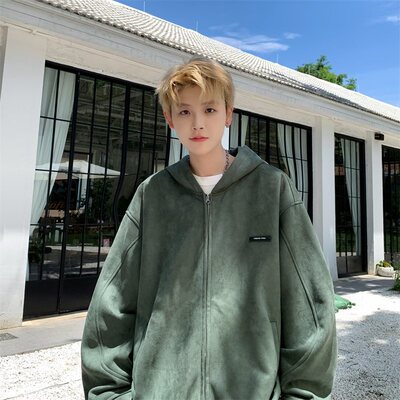 pinksktbs百搭时尚个性2024新品oleot潮流麂皮绒宽松开衫休闲卫衣