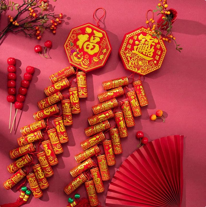 新年装饰鞭炮挂件2026电子鞭炮