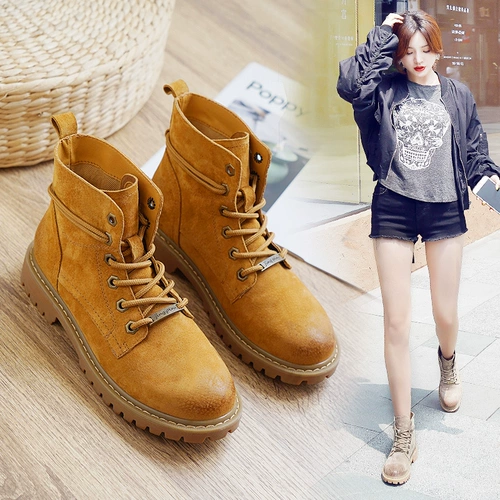 Martens, высокие универсальные короткие сапоги в английском стиле, туфли, 2020, из натуральной кожи, в британском стиле, в корейском стиле