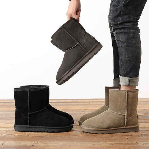 Утепленные удерживающие тепло сапоги, 2024 года, из натуральной кожи, средней длины, популярно в интернете