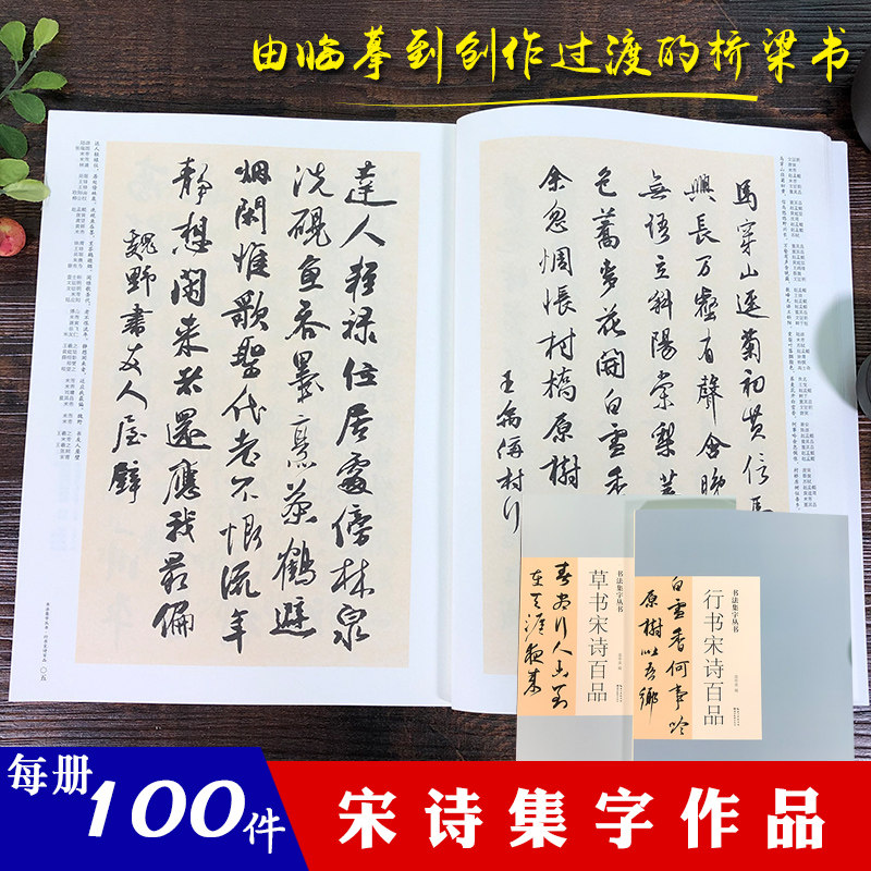 书法集字丛书宋诗2册百品 名家集字宋词诗词名篇行书毛笔练字帖附简体旁注历代名家王羲之米芾书帖赏析临摹创作 湖北美术出版社