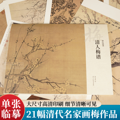 清人梅谱湖山画谱墨梅梅花临摹