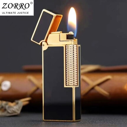 ZORRO佐罗时尚小巧轻薄煤油打火机复古窄版老式个性侧滑轮点火潮