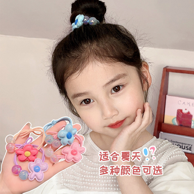 儿童扎头发头绳女童花朵发圈宝宝不伤发发绳小女孩弹性好皮筋发饰