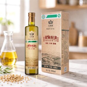 万利福有机亚麻籽油瓶装500ml 内蒙古冷榨一级亚麻籽食用油无添加