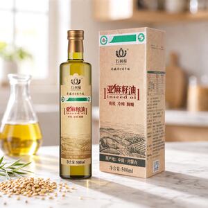 万利福有机亚麻籽油瓶装500ml 内蒙古冷榨一级亚麻籽食用油无添加
