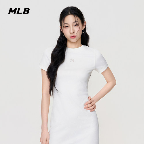MLB官方 女款时尚潮流修身百搭钻石老花连衣裙26夏季新款OPM03