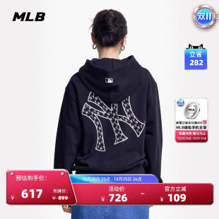 MLB官方 男女情侣时尚背标老花大LOGO连帽套头卫衣春夏新款HDM02