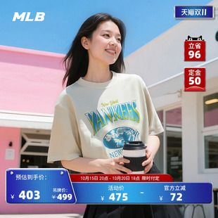 新款 宽松百搭潮流T恤夏季 TSV61 男女情侣复古胶片印花短袖 MLB官方