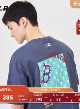 MLB官方 男女同款休闲潮流百搭纯棉街头复古老花T恤短袖TSM04