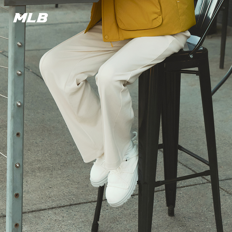 MLB官方 女款时尚纯色经典小logo直筒休闲长裤25秋季新款PTB04