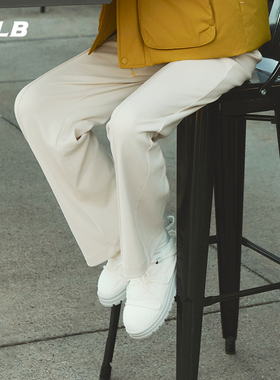 MLB官方 女款时尚纯色经典小logo直筒休闲长裤秋季新款PTB04