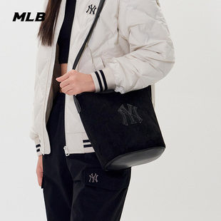 MLB官方 BMMC2 男女情侣可斜挎通勤钻石老花百搭水桶包25秋冬新款