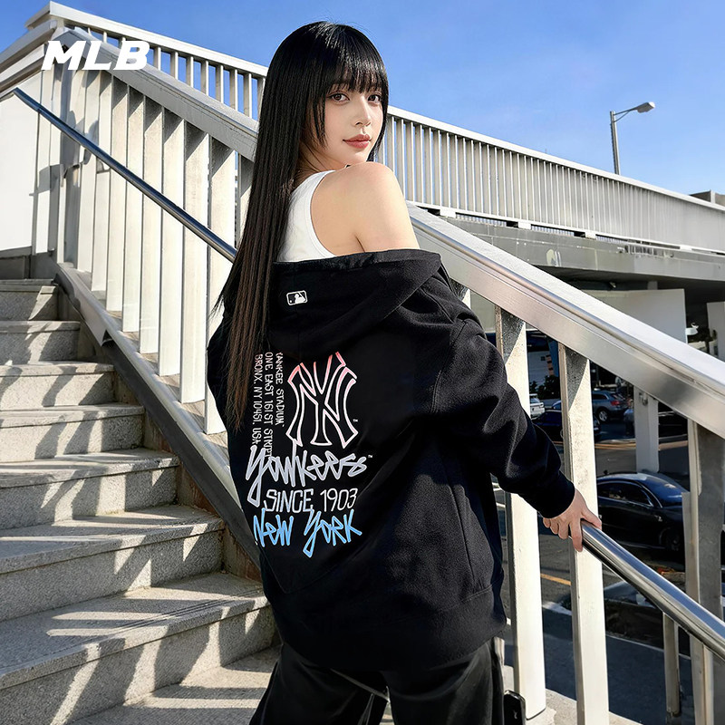 MLB官方 男女同款渐变涂鸦拉链卫衣外套运动上衣26春季新款TRB03