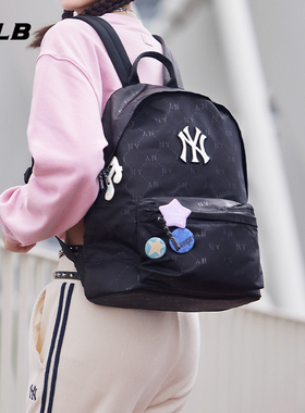 MLB官方 男女情侣大容量钻石老花双肩背包25秋冬新款BKM02/BKB04