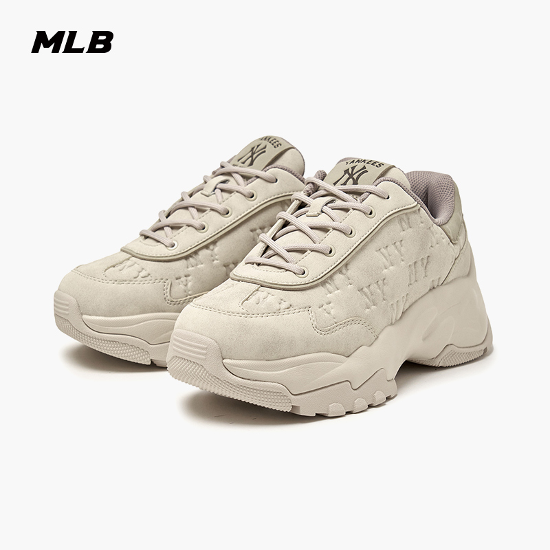 MLB官方男女情侣时尚做旧印刻老花厚底增高老爹鞋25秋季新款SHVT4