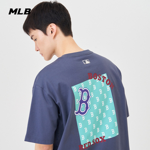 TSM04 休闲潮流百搭纯棉街头复古老花T恤短袖 MLB官方 男女同款