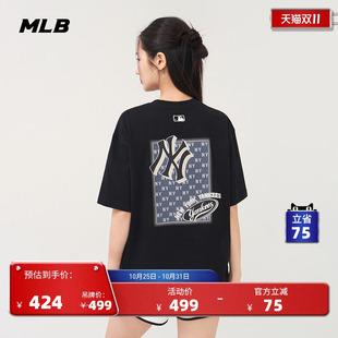 新款 MLB官方 宽松舒适T恤25夏季 后背时尚 TSM21 男女情侣印花短袖