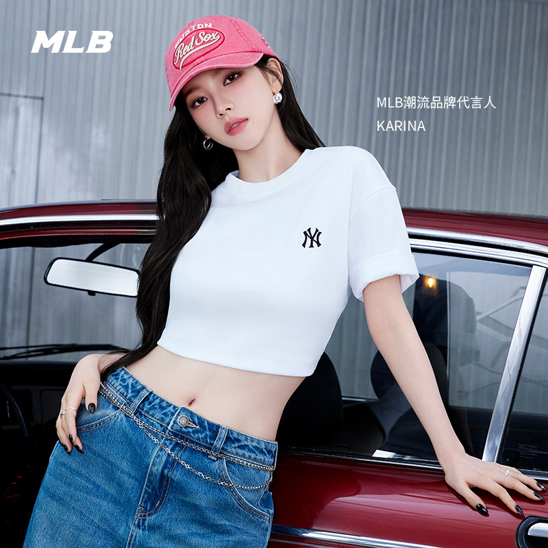 MLB官方 KARINA同款男女纯色经典T恤休闲圆领短袖25夏季新款TSB02,运动服/休闲服装,运动T恤,淘宝优惠券,粉丝福利购,淘宝优惠卷