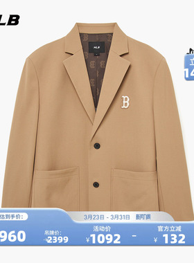 MLB官方男女情侣内里满印复古老花西装夹克时尚外套宽松秋冬JKM01