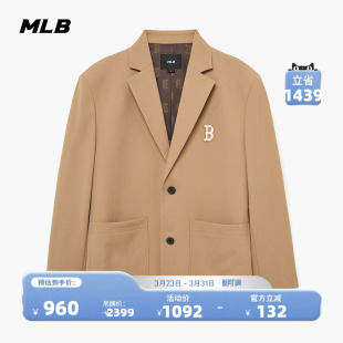 MLB官方男女情侣内里满印复古老花西装 外套宽松秋冬JKM01 夹克时尚