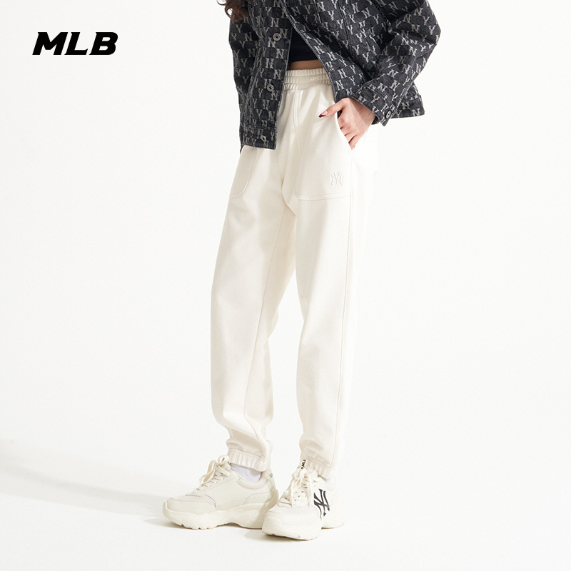 MLB官方 男女运动长裤经典纯色休闲宽松百搭束脚裤PTB01