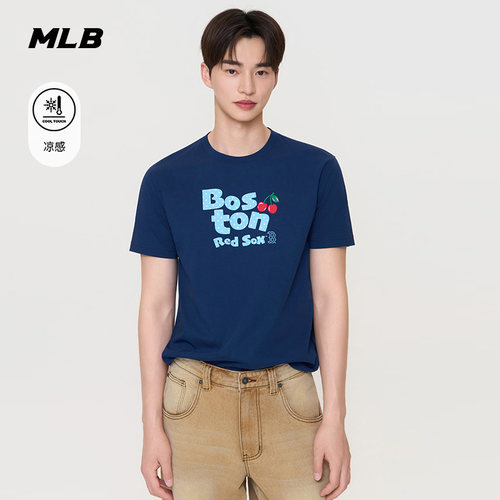 【520礼物】MLB官方男女同款时尚樱桃印花凉感T恤26夏季新款TSN66