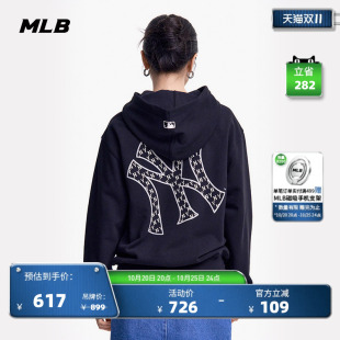 MLB官方 男女情侣时尚背标老花大LOGO连帽套头卫衣春夏新款HDM02