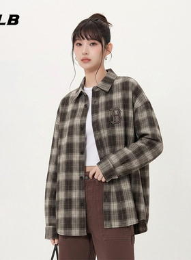 MLB官方 男女同款休闲百搭时尚复古格纹梭织衬衫26春季新款WSB10
