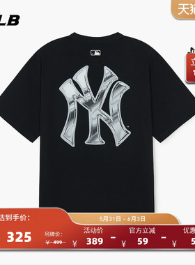 MLB官方 男女情侣复古印花潮流背标短袖百搭T恤夏季新款TSB63
