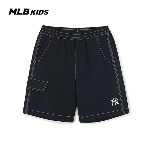 MLB儿童官方男女童刺绣LOGO舒适多巴胺潮流梭织短裤26春夏新款