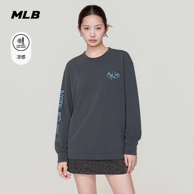 【情人节礼物】MLB官方男女同款宽松印花长袖T恤26春季新款TSB04