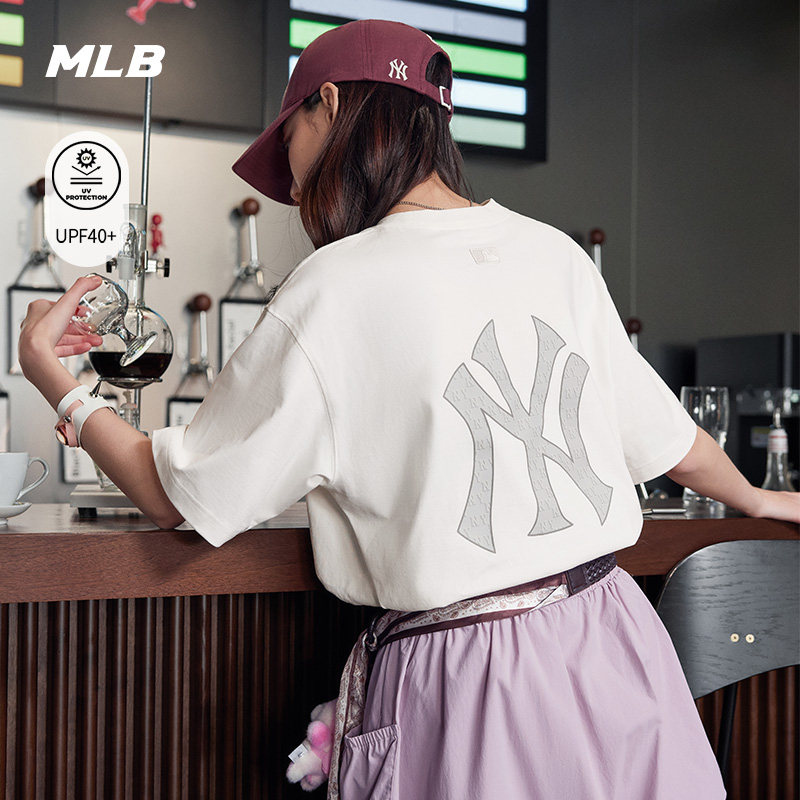 MLB官方男女轻薄宽松老花LOGO防晒短袖T恤26夏季新款TSM04/TSM56图片