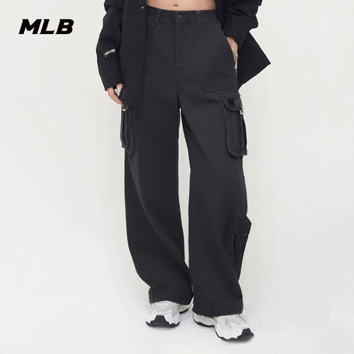 MLB官方 女款复古做旧工装风大口袋阔腿梭织长裤冬季新款WPB18