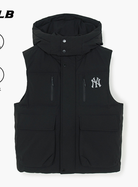 MLB官方男女情侣百搭休闲防水防泼水连帽羽绒马甲25冬季新款DVB02