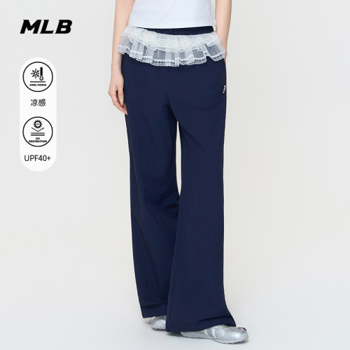 MLB官方 女款时尚百搭凉感防晒蕾丝拼接梭织裤26夏季新款WPB43