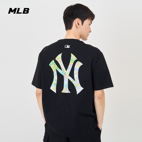 MLB官方 男女情侣圆领T恤宽松印花涂鸦logo短袖TSX05 - 封面