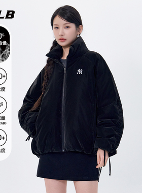 MLB官方女款高级感抽褶哑光亮面短款显瘦羽绒服25冬季季新款DJB08