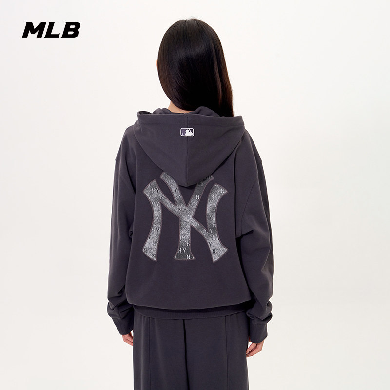 MLB官方男女情侣老花大LOGO连帽卫衣拉链外套25秋季新款TRM02,运动服/休闲服装,运动茄克/外套,淘宝优惠券,粉丝福利购,淘宝优惠卷