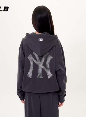 MLB官方男女情侣老花大LOGO连帽卫衣拉链外套25秋季新款TRM02