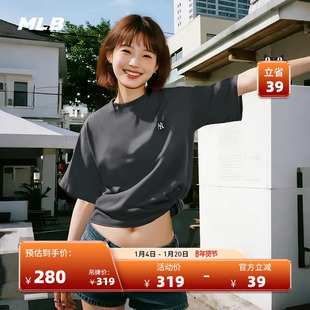 新款 休闲宽松百搭T恤25夏季 TSB61 男女情侣潮流纯色短袖 MLB官方