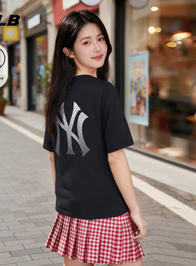 【情人节礼物】MLB官方男女款宽松渐变老花背标T恤26春新款TSM08