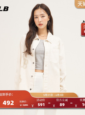 MLB官方 男女情侣经典纯棉大logo牛仔衬衫外套宽松休闲春夏DRB03