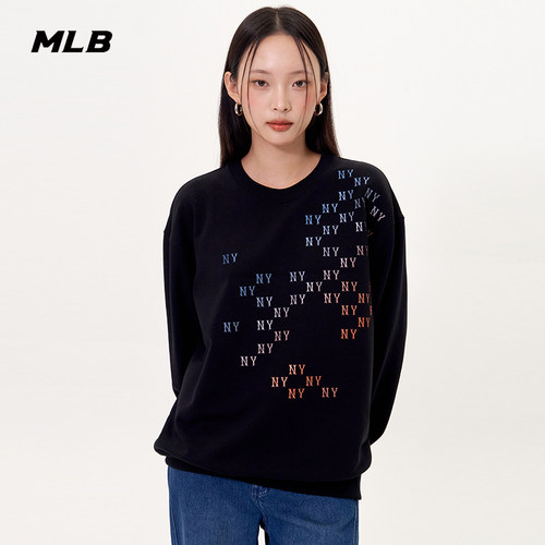 MLB官方 男女情侣渐变老花休闲百搭圆领套头卫衣春夏新款MTM03