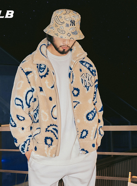 MLB官方 男女情侣仿羊羔绒外套腰果花时尚百搭休闲冬季FDI01