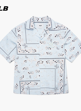 MLB官方 男女情侣腰果花梭织衬衫印花时尚休闲短袖外套夏季WSP01