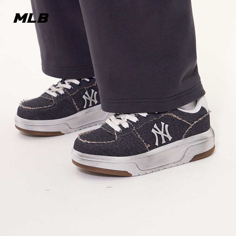 MLB官方男女情侣潮流百搭复古做旧牛仔厚底学长鞋25秋季新款SXV03