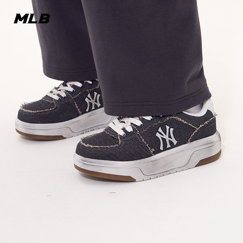MLB官方男女情侣潮流百搭复古做旧牛仔厚底学长鞋25秋冬新款SXV03