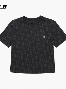 MLB官方 女款老花短款T恤圆领提花舒适短袖TSMA1