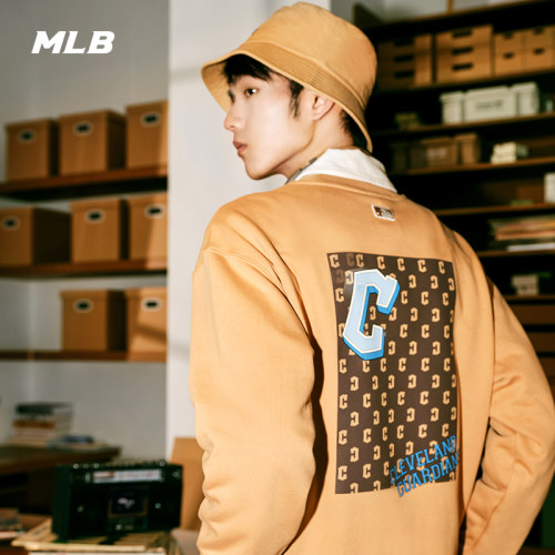 官方MLB男女情侣卫衣宽松圆领